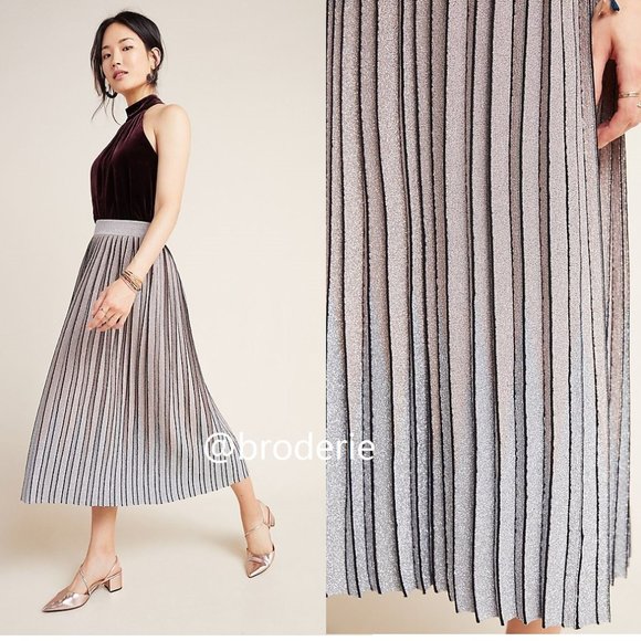 Anthropologie Dresses & Skirts - Anthropologie Pilar Pleated Metallic Midi Skirt